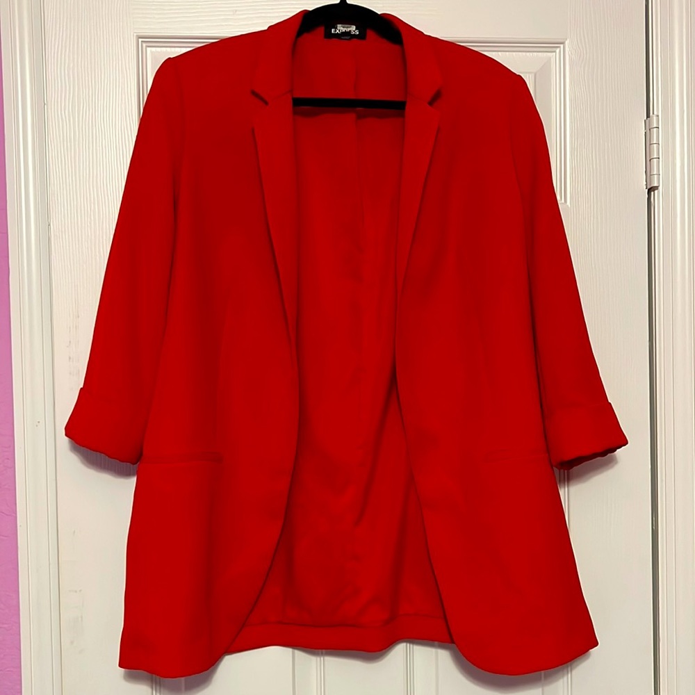 Rarely Worn Express Open Front Boyfriend Blazer in Red Size L